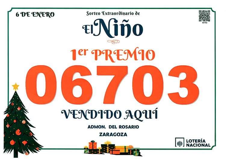 &Uacute;ltimo diploma recibido: El Gordo de El Ni&ntilde;o 2026 vendido por Loter&iacute;a del Rosario